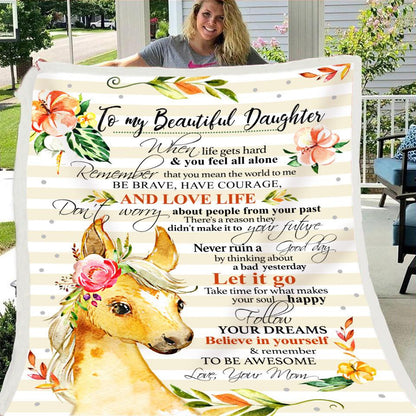 To my Beautiful Daughter Deer Print Fleece Soft Blanket--Free Shipping at meselling99