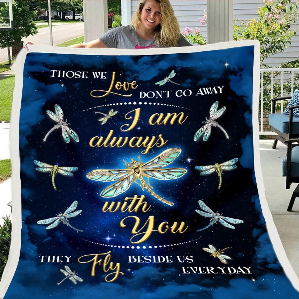 Drangonfly Print Blue Fleece Soft Blanket--Free Shipping at meselling99
