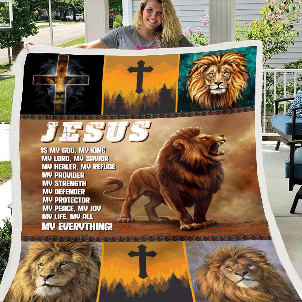 Jesus Lion Print Fleece Soft Blanket--Free Shipping at meselling99