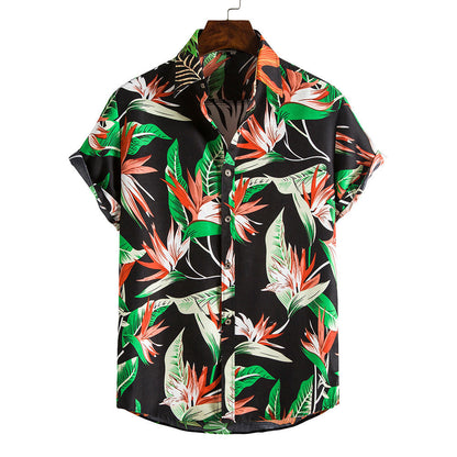 Floral Print Men's Short Sleeves Summer Beach T Shirts