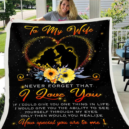 To my Wife Heart Design Black Fleece Soft Blanket--Free Shipping at meselling99