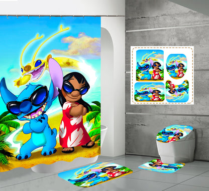 Cartoon Print Fabric Shower Curtain Sets
