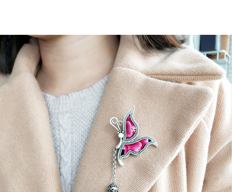 Vintage Embroidery Butterfly Brooches