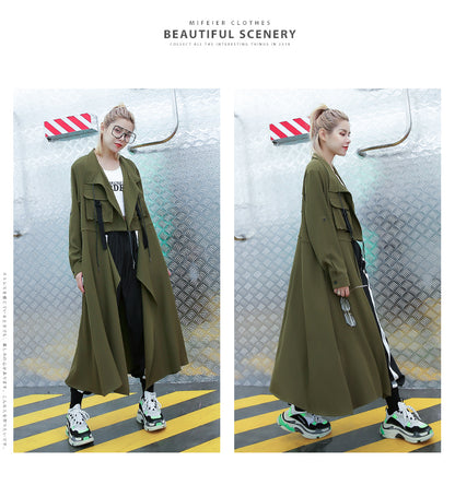 Designed Women Long Wind Break Overcoats