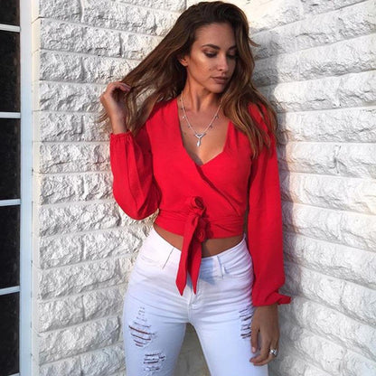 Sexy Backless Long Sleeves Blouses-STYLEGOING