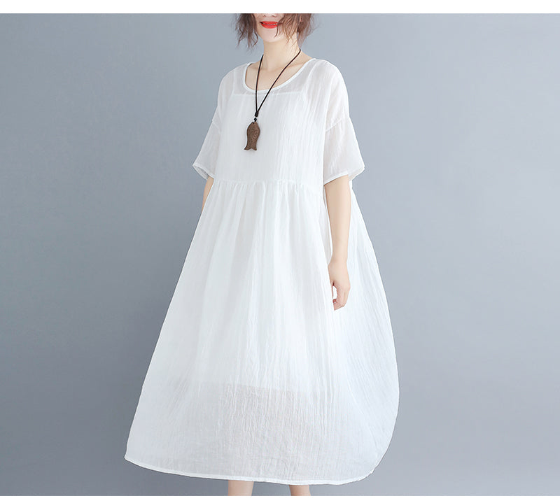 White Casual Summer Long Dresses Sets for Women