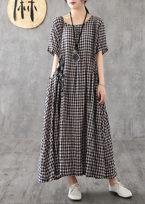 Cozy Patchwork Linen Quilting Dresses-STYLEGOING