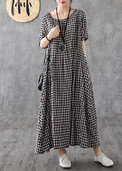 Cozy Patchwork Linen Quilting Dresses-STYLEGOING