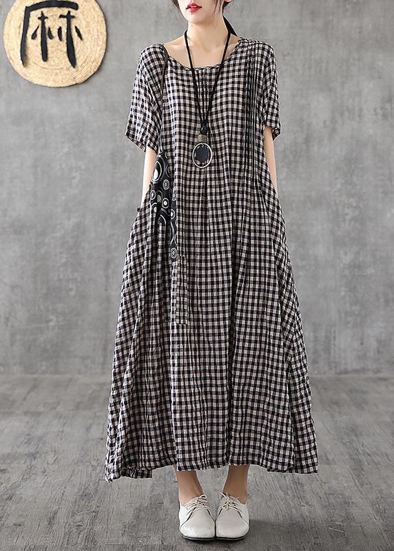 Cozy Patchwork Linen Quilting Dresses-STYLEGOING