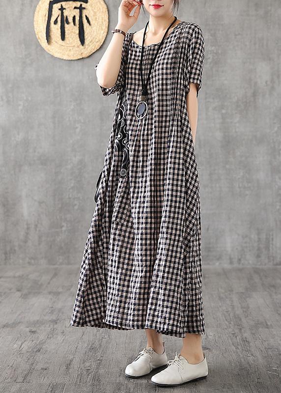 Cozy Patchwork Linen Quilting Dresses-STYLEGOING