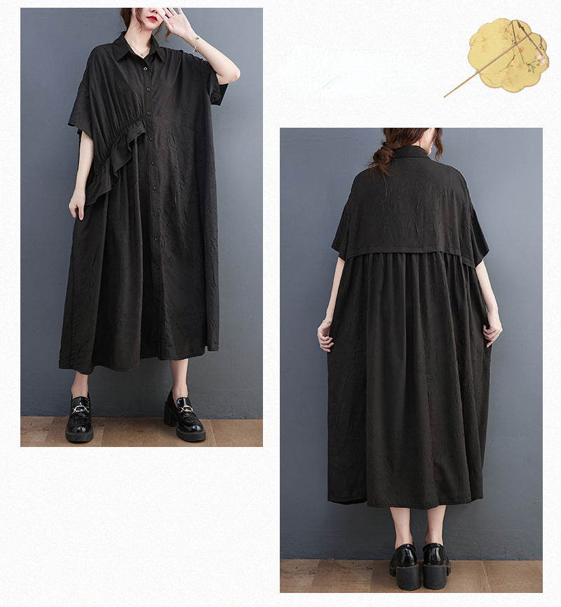 Summer Ruffled Plus Sizes Midi Shirts Dresses
