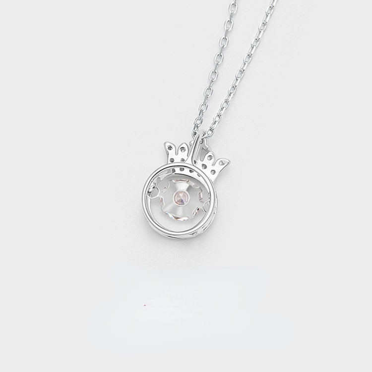 Crown Design Zircon Sterling Sliver Necklace