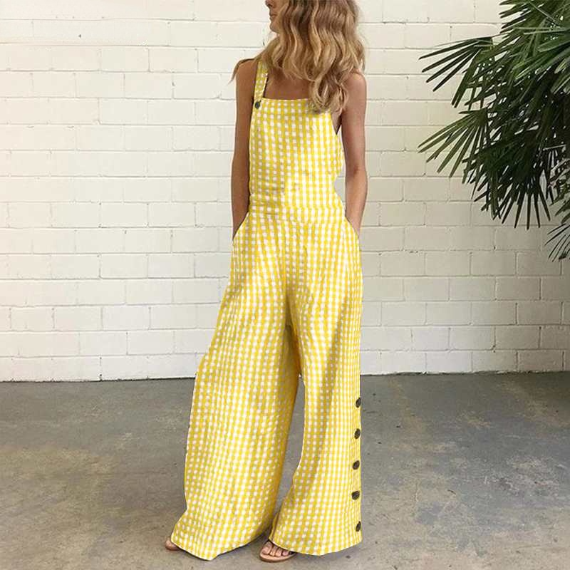Casual Women Overalls Loose Wide Leg Jumpsuits