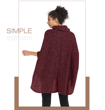 High Neck Irregular Knitting Capes for Women