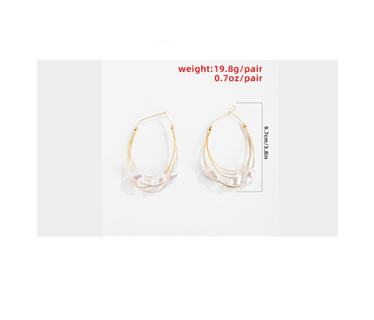 Fashion Baroque Pearl Geometry Shape Women Hoop Earrings