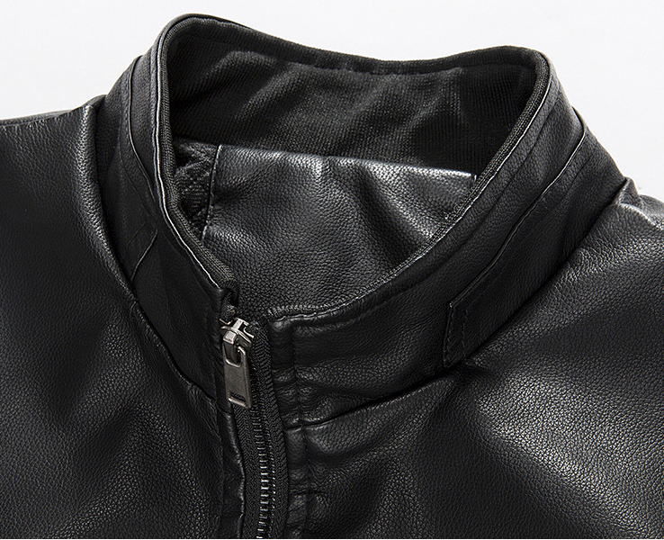 Men PU Baseball Motorcycle Jacket Coat
