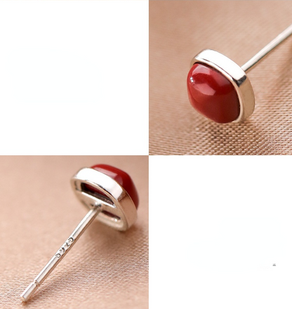 Red Vintage Sliver Earring Stud for Women