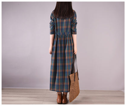 Vintage 80s Linen Drawstring Plus Sizes Long Dresses