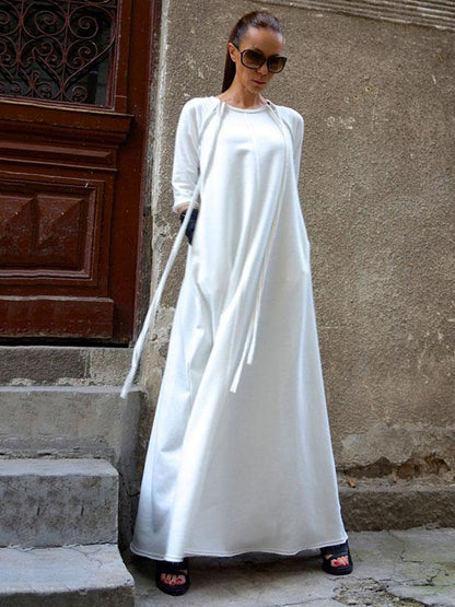 Split-Joint Long Sleeves Zipper Maxi Dress-STYLEGOING