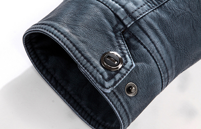 Men's Warm PU Leather Jacket Overcoat