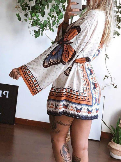 Loose Long Sleeve Bohemian Cover-Ups-STYLEGOING