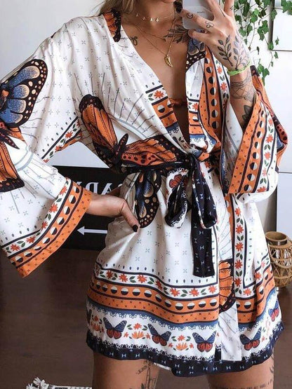 Loose Long Sleeve Bohemian Cover-Ups-STYLEGOING