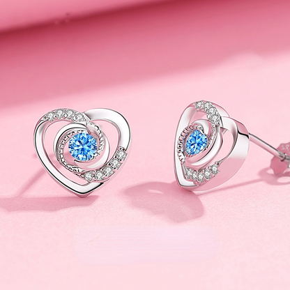 Cute Heart Shape Sterling Sliver Earring Studs