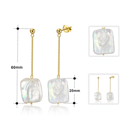Baroque Pearl Gold Plated Silver Drop Earrings