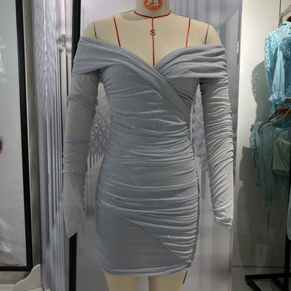 Sexy Off The Shoulder Long Sleeves Mini Party Dresses