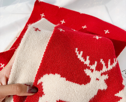 Christmas Lovely Elk Design Knitted Scarves