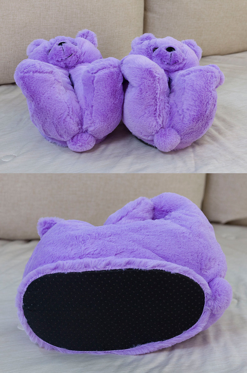 Winter Teddy Bear Plush Slippers