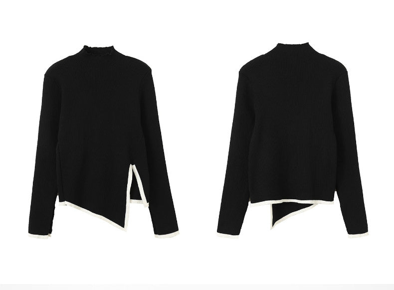 Designed High Neck Women Knitted Pullover Sweaters