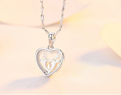 Christmas Elk Design Zircon Sterling Sliver Necklace