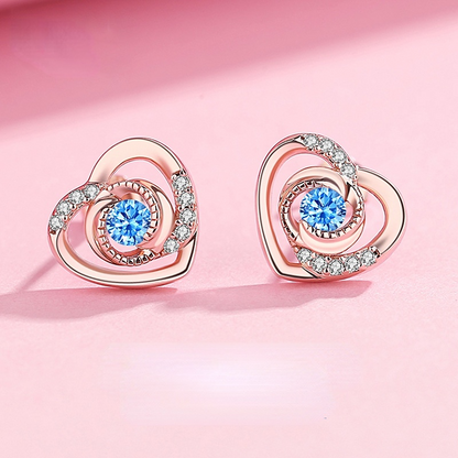 Cute Heart Shape Sterling Sliver Earring Studs