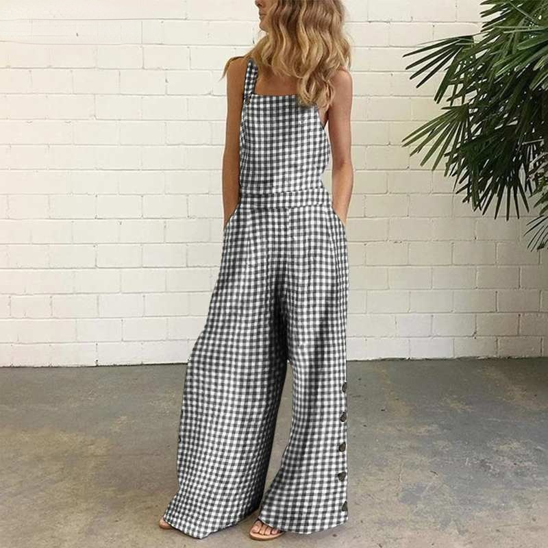 Casual Women Overalls Loose Wide Leg Jumpsuits