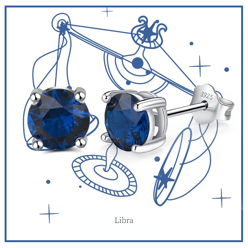 Fashion Sterling Silver Twelve Constellation Earring Studs