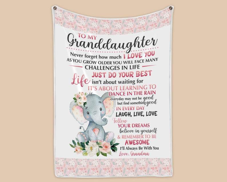 To My Granddaughter Elephant Envelope Fleece Blanket--Free Shipping at meselling99
