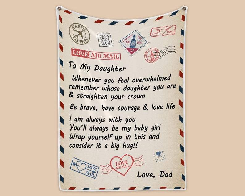 Dad to Daughter Envelope Fleece Blanket--Free Shipping at meselling99