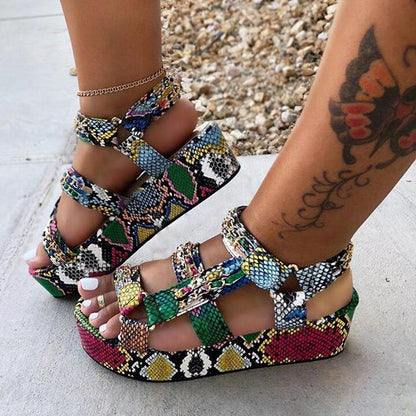 Summer Platform Open Toe Velcro Upper Sandals-STYLEGOING