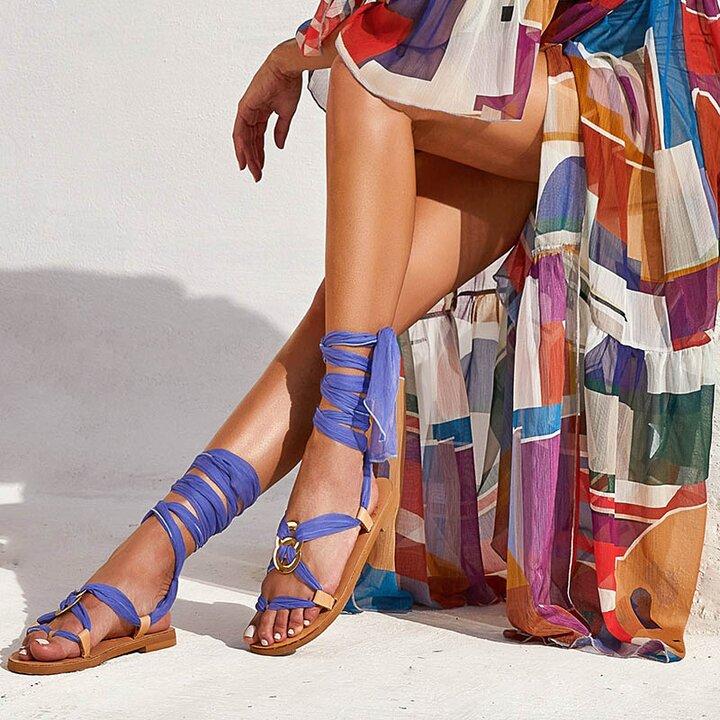Vacation Bandage Roman Flat Sandals-STYLEGOING