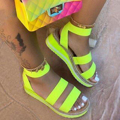 Comfortable Open Toe Platform Plain Sandals-STYLEGOING