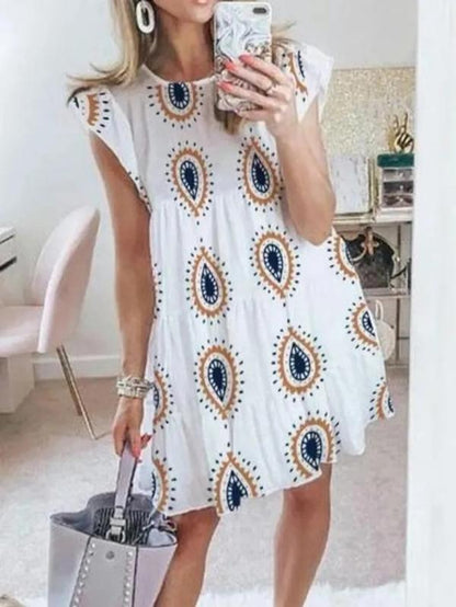 Falbala Short Sleeve Mini/Short Dress-STYLEGOING