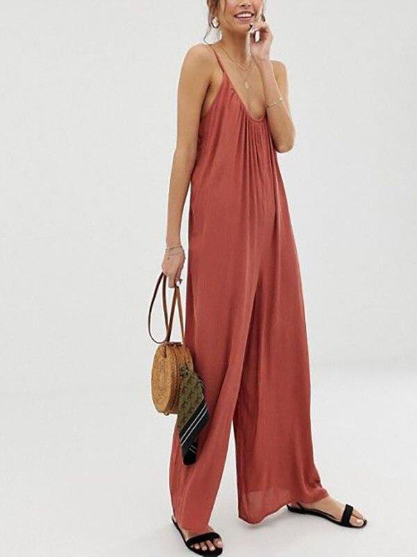 Loose Backless Wide Leg Jumpsuits-STYLEGOING
