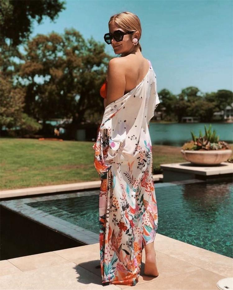 Colorful Floral Printed Beach Cover-Ups-STYLEGOING