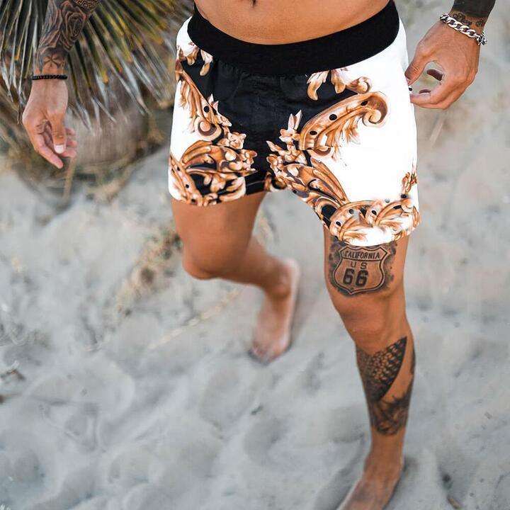 Summer Men's Royal Print T-shirts and casual shorts-STYLEGOING