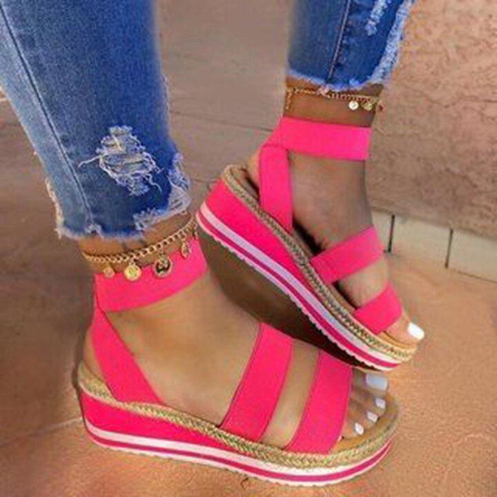 Comfortable Open Toe Platform Plain Sandals-STYLEGOING