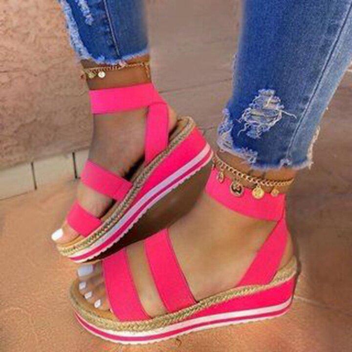 Comfortable Open Toe Platform Plain Sandals-STYLEGOING