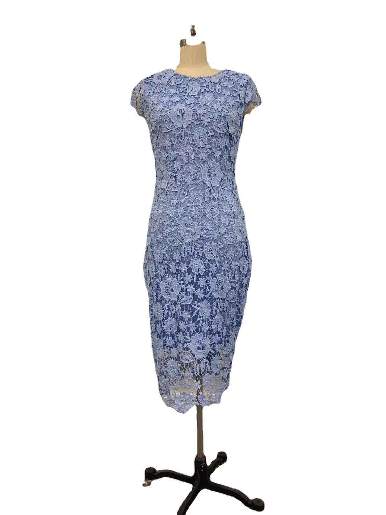 Blue Round Neck Sleeveless Bodycon Dresses