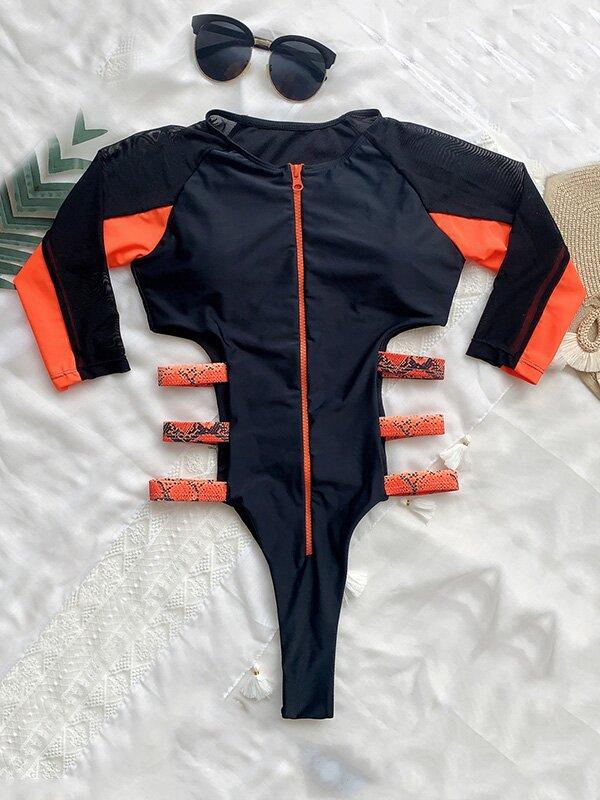 Long Sleeve One-Piece Wetsuit/Swimwear-STYLEGOING