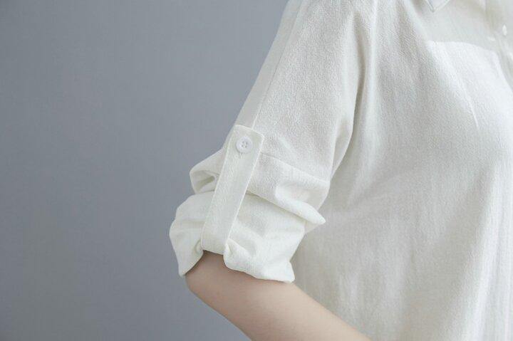 Lapel Cotton And Linen Long Maxi Dress-STYLEGOING